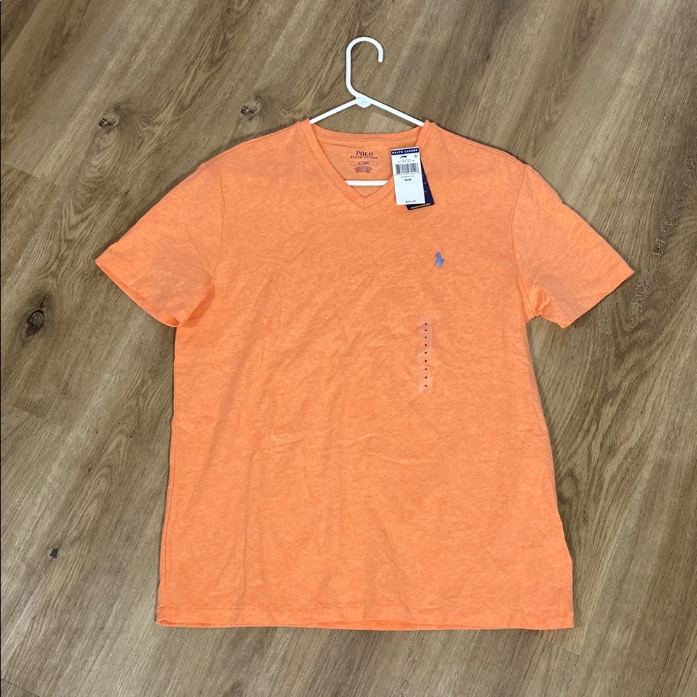Polo Ralph Lauren Pompano Orange V-Neck Cotton Tee size Medium NWT - Picture 2 of 11